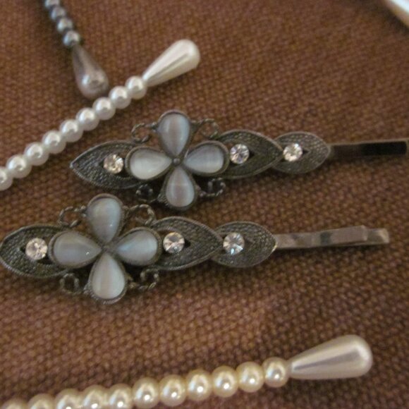 9 pcs Pearl Hair Accessories Headbands Barrettes Pins - Picture 2 of 5